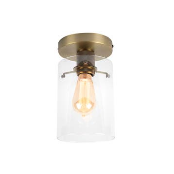 Moderne plafondlamp brons met glas - Dome, Verzenden, Nieuw