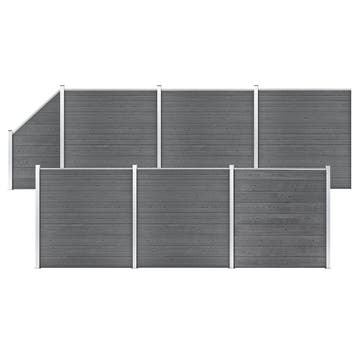 vidaXL Schuttingset 6 vierkant en 1 schuin 1138x186 cm HKC, Verzenden, Nieuw, Kunststof, 1 tot 2 meter