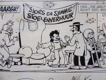 Sjors en Sjimmie - origineel strookje - getekend door Robert, Nieuw