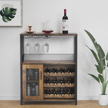 Industriële Wijnbar Kast met Glashouder, Opbergruimte en Afn, Verzenden, Nieuw