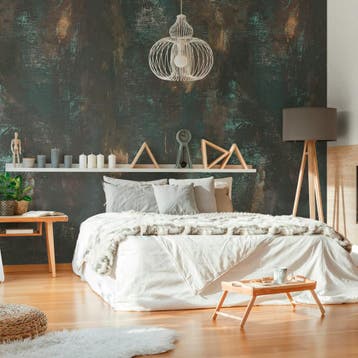 Profhome 392321-GU Fotobehang plamuur look mat zwart goud, Verzenden