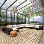 vidaXL 11-delige Loungeset met kussens poly rattan zwart, Verzenden, Nieuw, Meer dan 8 zitplaatsen, Loungeset