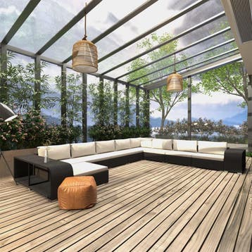 vidaXL 11-delige Loungeset met kussens poly rattan zwart, Verzenden, Nieuw, Meer dan 8 zitplaatsen, Loungeset