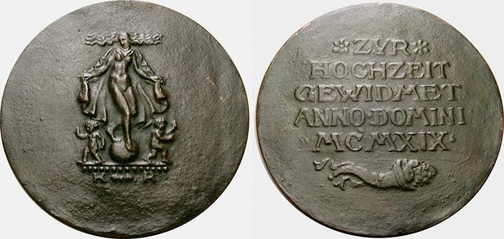Bronze-medaille 1919 Liebe en Ehe, Postzegels en Munten, Penningen en Medailles, Verzenden