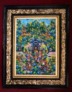 levendige gemeenschapsscène, mogelijk een markt of ceremonie, Antiek en Kunst