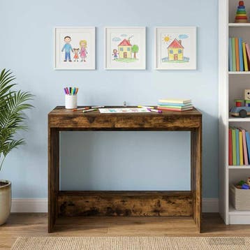 vidaXL Bed Bureau Gerookt eiken Bewerkt hout 100 x 45 x 75, Verzenden, Nieuw