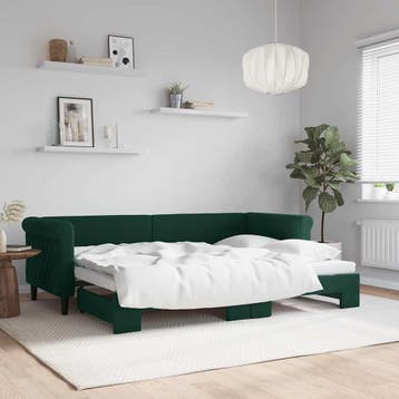vidaXL Slaapbank met onderschuifbed 80x200 cm fluweel, Huis en Inrichting, Eenpersoons, Verzenden, Nieuw, 80 cm