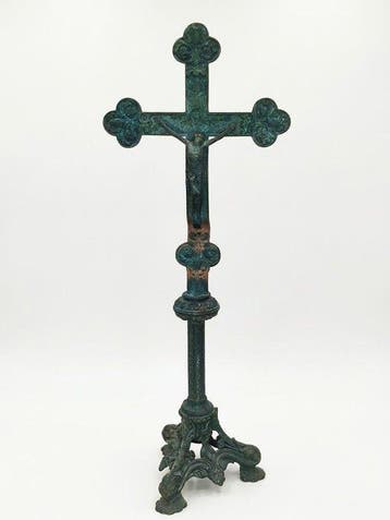 Kruis - Brons - 1850-1900 - Staand altaarkruis - 63 cm, Antiek en Kunst