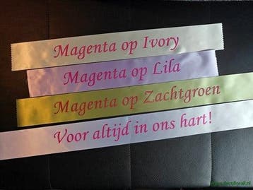 Bedrukt lint Wit met Magenta opdruk 70 mm 80 cm, Ophalen of Verzenden, Nieuw