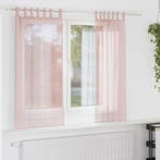 vidaXL Gordijnen voile met lussen 2 st 140x140 cm lichtroze, Verzenden, Nieuw