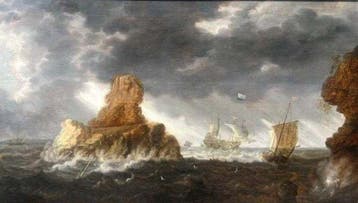 Bonaventura Peeters (1614-1652) - Stormy Sea with Merchant, Antiek en Kunst