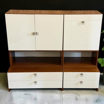 Vintage Pastoe made to measure wandkast Cees Braakman, Ophalen, Gebruikt, Glas, 100 tot 150 cm