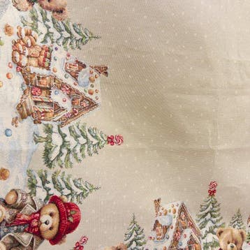 AA302 - Kerst Gobelin-tafelkleed – Teddyberen in het