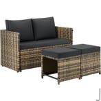 2-in-1 rotan loungeset Monopoli, bank en zitgroep - natuur, Tuin en Terras, Verzenden, Nieuw