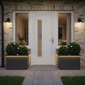 vidaXL Plantenbak met led 2 st Zwart 40 x 60 x 40 cm Staal, Verzenden, Nieuw, Metaal, 60 tot 100 cm
