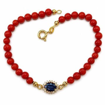 Zonder minimumprijs - Armband Zilver - 1.03ct. tw. Saffier -, Nieuw