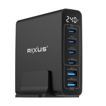 Rixus RX240 GaN-voedingsadapter met digitaal display, 240 W,, Verzenden, Nieuw