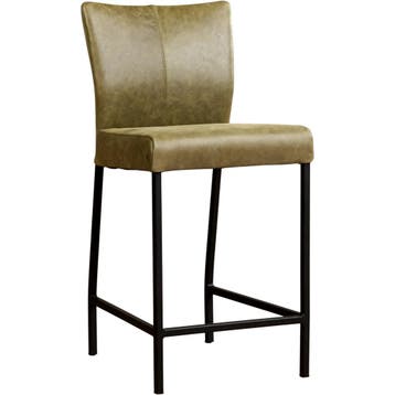 Leren barkruk Revolt laag - Vintage Olive (olijf/groen) -, Huis en Inrichting, Barkrukken, Nieuw, Leer, Ophalen of Verzenden, 90 cm of meer