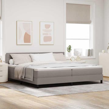 vidaXL Boxspring bed met LED-stripverlichting Taupe 200 x, Verzenden, Nieuw, Tweepersoons, Stof