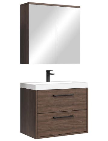 Badkamermeubel Set Florence 01 60 cm – Walnoot Bruin, Verzenden, Nieuw, Wastafelkast