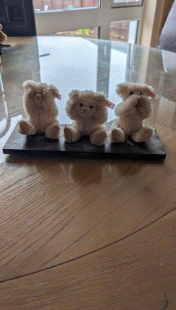 Steiff - Teddybeer Steiff Mohair 3 Wise Bears Set See No