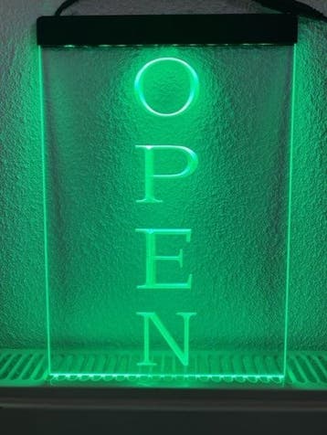OPEN neon bord lamp LED verlichting reclame lichtbak VERTICA, Verzenden, Nieuw in verpakking