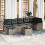 vidaXL Tuin Sofa Set met kussen met opslag 8 pcs Grijs poly, Verzenden, Nieuw, Rotan, 8 zitplaatsen