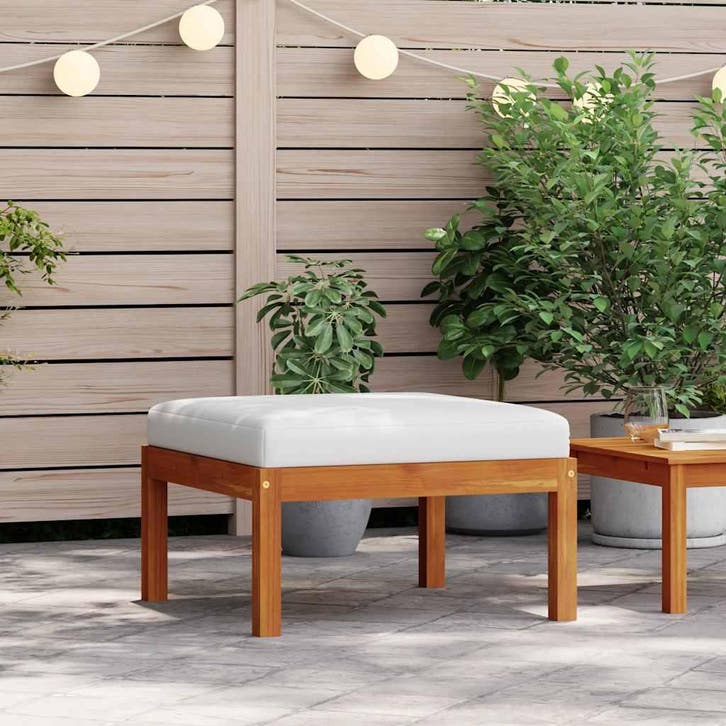 vidaXL Tuinvoetenbank met kussen massief acaciahout, Tuin en Terras, Tuinsets en Loungesets, Nieuw, Hout, Verzenden