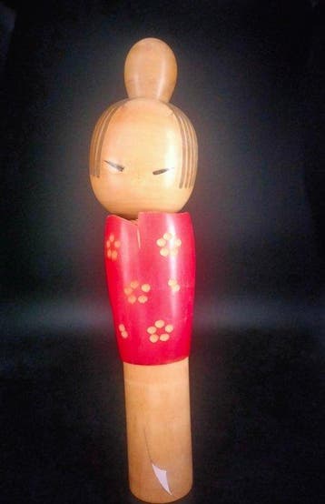 Beeldje - Large Vintage Sosaku Kokeshi Doll - Signed Mitsuo, Antiek en Kunst