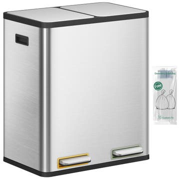 Prullenbak - Afvalbak - Vuilnisbak - 60 Liter - Zilver - Hzu, Huis en Inrichting, Woonaccessoires | Prullenbakken, Verzenden, Zo goed als nieuw