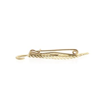 Vintage gouden veer broche, Ophalen of Verzenden, Gebruikt, Goud, Goud