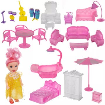Ruhhy Poppenhuis 3 verdiepingen met 22 meubels en pop, Kinderen en Baby's, Ophalen of Verzenden, Nieuw