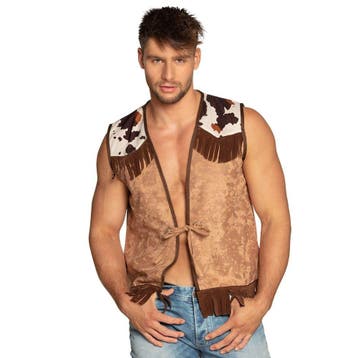 Cowboy Gilet Met Koeienprint Heren, Verzenden, Nieuw, Feestartikel