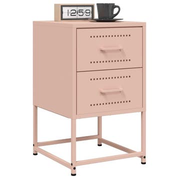 vidaXL Nachtkastjes 2 st 36x39x60,5 cm staal roze, Verzenden, Nieuw, Metaal of Aluminium