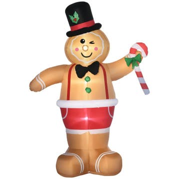 Kerstdecoratie Peperkoekmannetje Met Zuurstok, Opblaasbaar,
