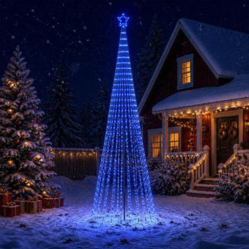 vidaXL LED Kerstboom EKENAS 400 cm 1028 LEDs Blauw Staal, Verzenden, Nieuw