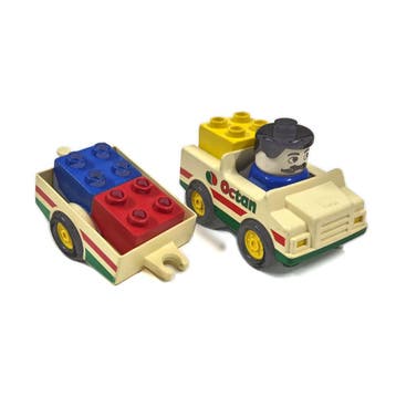 Vintage LEGO DUPLO Octan pick-up met aanhanger en bestuurder, Verzenden, Gebruikt