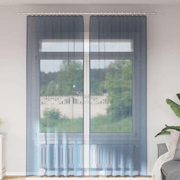 vidaXL Gordijnen voile met roedezakken 2 st koningsblauw, Verzenden, Nieuw, Blauw