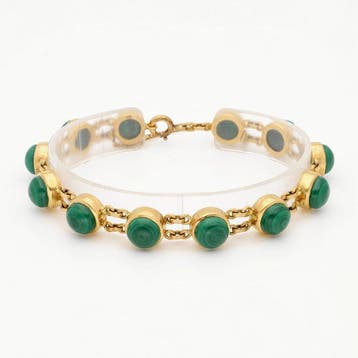 Armband - 18 karaat Geel goud - Malachiet, Sieraden, Tassen en Uiterlijk, Armbanden, Nieuw