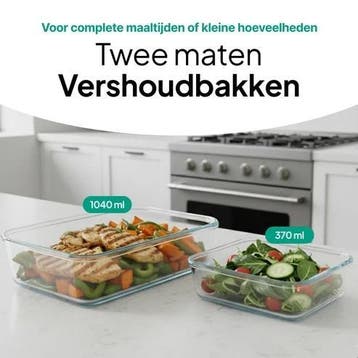 Vershoudbakjes Glas - 10 stuks - Meal Prep Bakjes - Diepvrie, Verzenden, Zo goed als nieuw, Magnetronbestendig