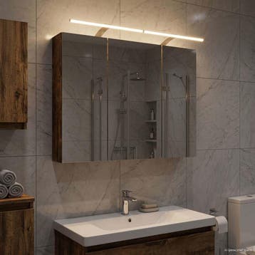 vidaXL Badkamer spiegelkast met plank Gerookt eiken 100 x, Verzenden, Nieuw