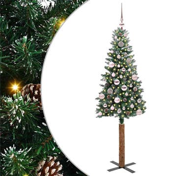 vidaXL Slanke Kerstboom Groen 150 cm PVC en massief, Verzenden, Nieuw