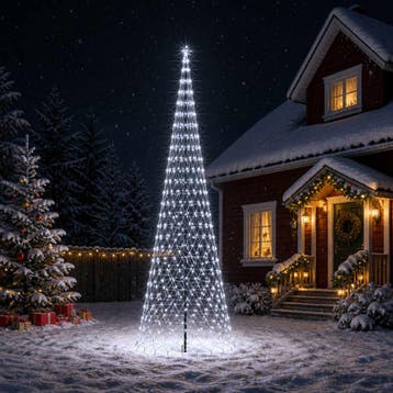 vidaXL LED Kerstboom EKENAS 500 cm 550 LEDs Koel wit IJzer, Verzenden, Nieuw
