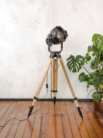 Statief vloerlamp - Theaterlamp - Metaal, Hout - Spotlight