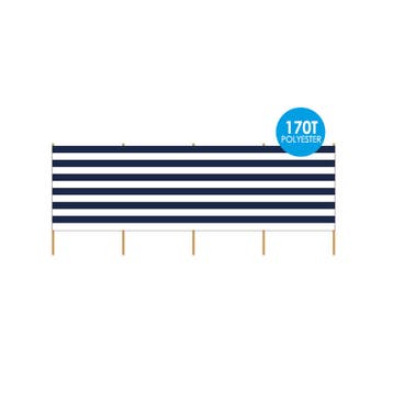 Strand Windscherm 4 meter blauw wit, Verzenden, Nieuw
