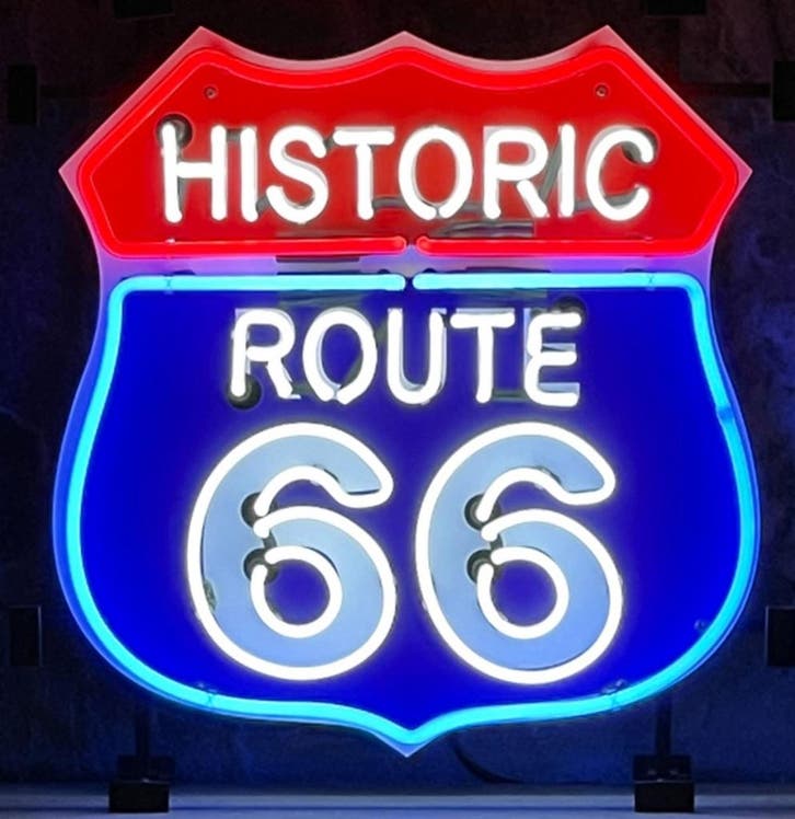 Historic Route 66 Neon 50 x 53 cm, Verzamelen, Merken en Reclamevoorwerpen, Ophalen