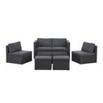 Polyrotan Loungeset / Tuinset Salou - Zwart - Incl. Kussens, Verzenden, Nieuw