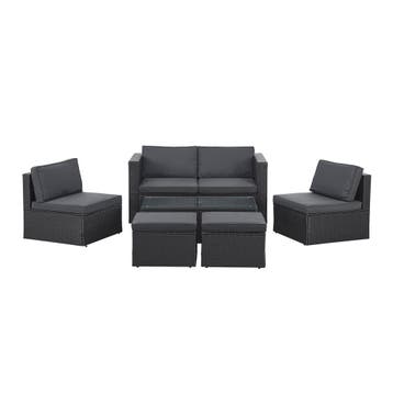 Polyrotan Loungeset / Tuinset Salou - Zwart - Incl. Kussens, Verzenden, Nieuw