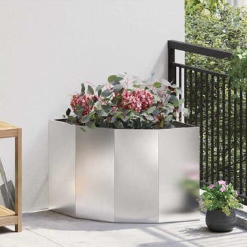 vidaXL Hoek Plantbak zilver 60 x 60 x 50 cm Roestvrij staal, Tuin en Terras, Verzenden, Nieuw, Metaal, 60 tot 100 cm