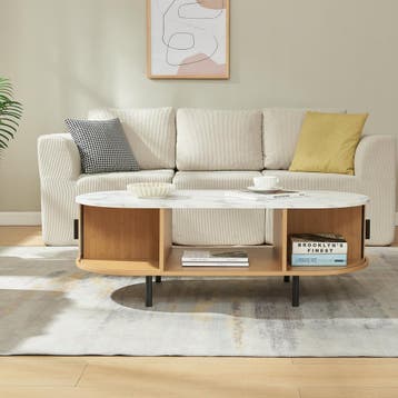 Salontafel Tvedestrand 120x55x40 cm marmer wit en naturel [e, Verzenden, Nieuw